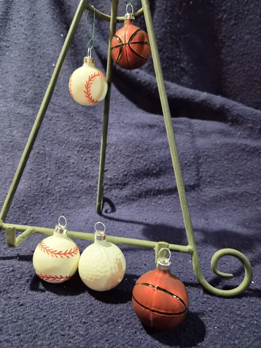 Sports Ball Ornament Set - Red and White Holiday Decorations